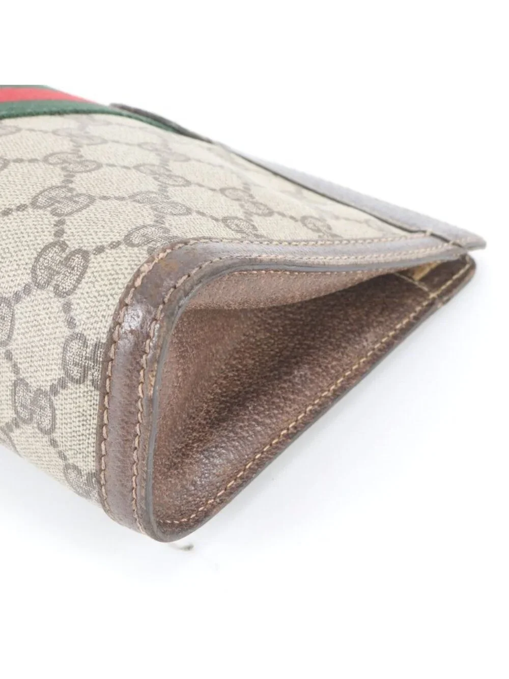 Gucci GG Supreme Sherry Line Leather Clutch Pouch Business